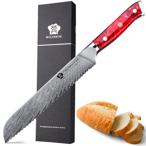 Amazon.com: WILDMOK Serrated Bread Knife 8 inch, Damascus Steel Bread ...