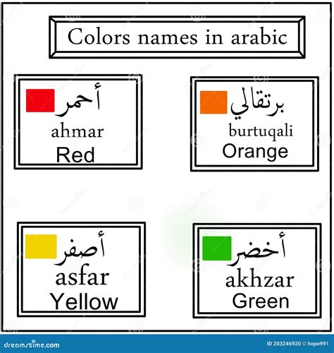 Colors in Arabic with English Stock Illustration - Illustration of ...