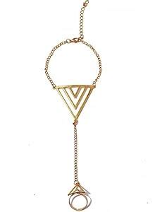 Buy Ziory Golden Punk Alloy Triangular Shape Chain & Link Ring ...