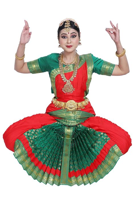 The Dance Bible Women Traditional Red Green Silk Bharatanatyam Dance ...