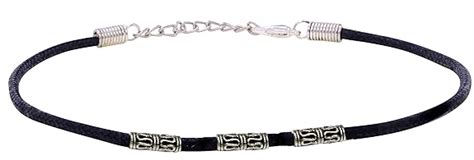 GURJARI JEWELLERS Stylish Women's Black Thread Anklet with 3 Carving ...