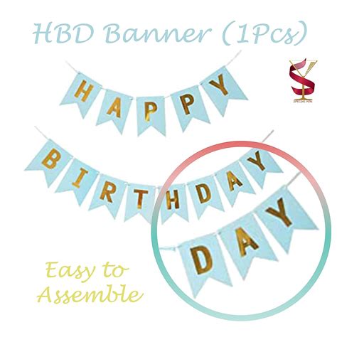 Blue Theme Birthday decoration items with paper flag and fans- 28 Item