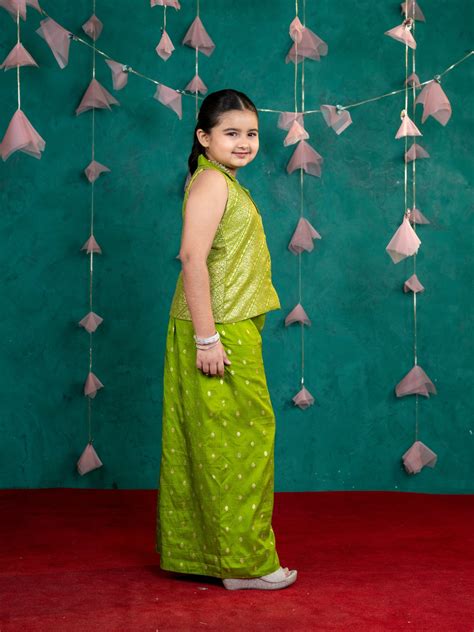 Buy Green Sleeveless Blazer with Palazzo Online in India - Jilmil