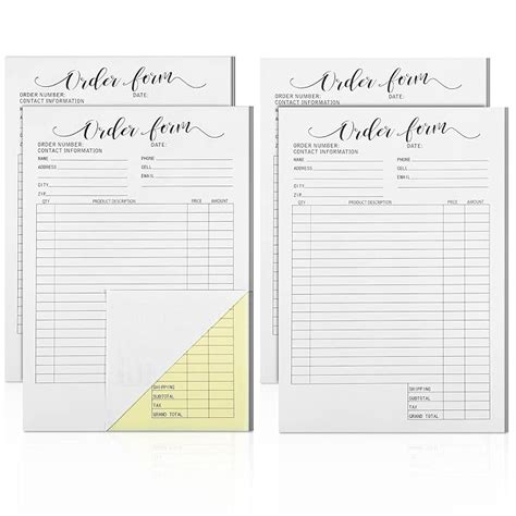 Buy 4 Pcs 2 Part Blank Carbonless Pocket Order Form Pad Purchase ...
