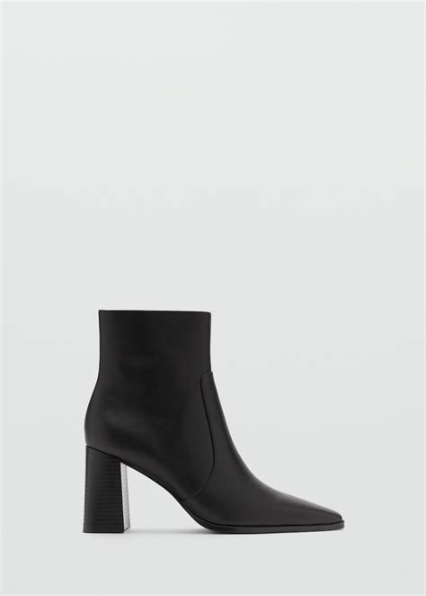 Leather heeled boots - Women | MANGO USA