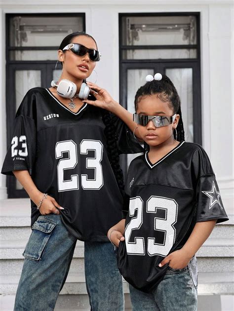 SHEIN Tween Girl Street Style Colorblock Print Knit Mesh V-Neck Short ...