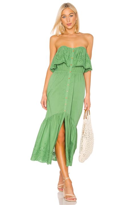 MINKPINK Purity Strapless Midi Dress in Greenery | REVOLVE