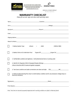 Warranty Checklist - Fill Online, Printable, Fillable, Blank | pdfFiller