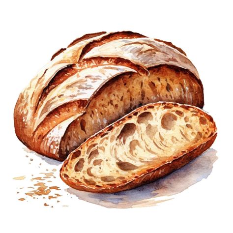 Sourdough bread watercolor clip art 4 high quality png etsy – Artofit