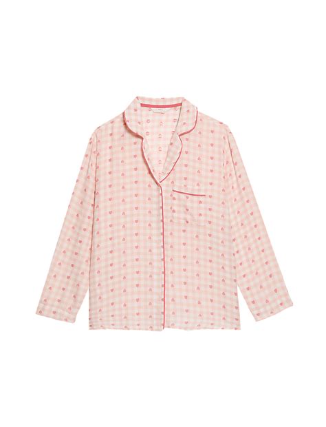 Buy Cotton Rich Checked Heart Print Pyjama Top at Marks & Spencer