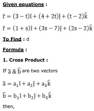 Find the shortest distance between the given lines.