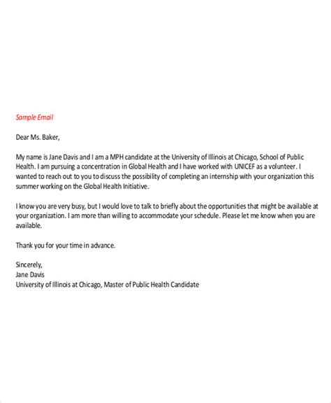 Image result for Internship Email Example