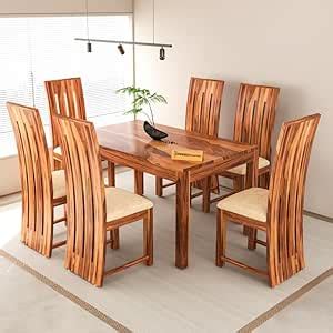 SAAMENIA FURNITURES Solid Sheesham Wood Dining Room Sets 6 Seater ...
