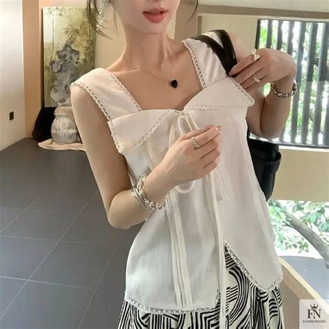 Korean Top - Lace Ruffle Tops For Women - Y2k Tops – Fashionnsio