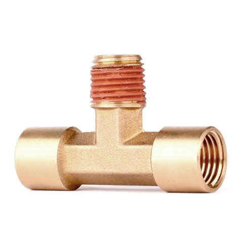 WYNNsky 1/4" NPT Brass Tee Pipe Fitting, T Shape Connectors, 3-Way 1/4 ...