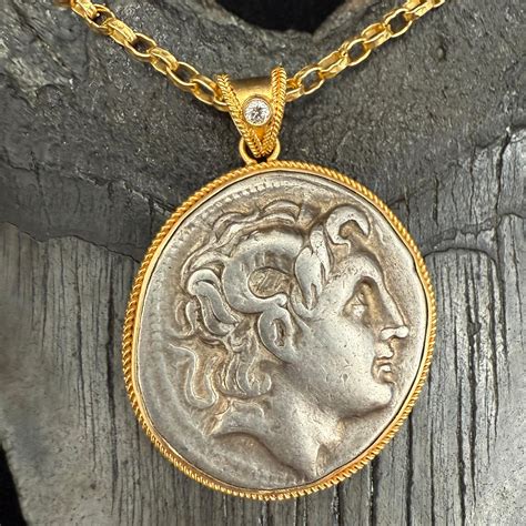 Ancient Greek 3rd Century BC Alexander the Great Coin Diamond 18K Gold ...