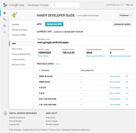 Image result for Android Developer Console