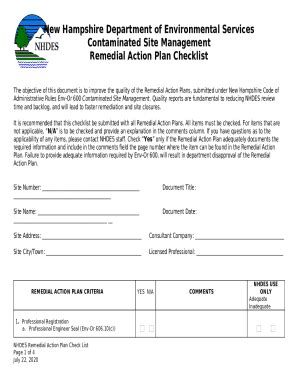 Remedial Action Plan Checklist Doc Template | pdfFiller