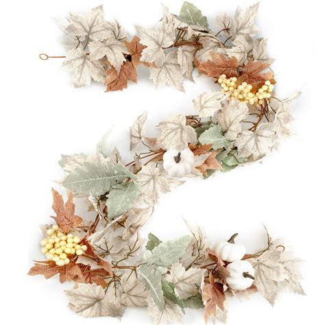 TonJin 1PCS Fall Garland, 6FT/180cm Autumn Maples Leaf Pumpkin Berry ...
