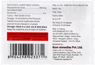 Mycodac 360mg Tablet 10 - Uses, Side Effects, Dosage, Price | Truemeds