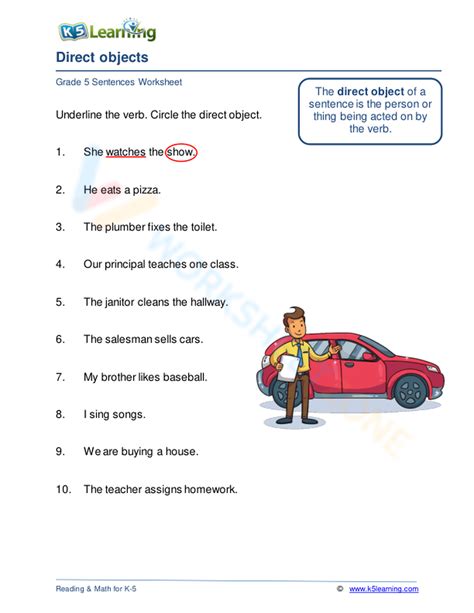 Image result for Direct Object Worksheet