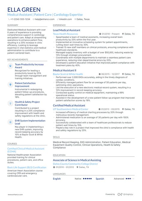 10 Cardiology Medical Assistant Resume Examples & Guide for 2026