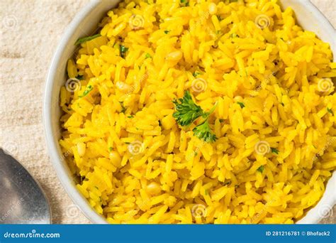 Homemade Yellow Mediterranean Rice Stock Image - Image of cuisine, meal ...