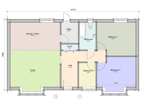 Three Bedroom Cottage Floor Plan