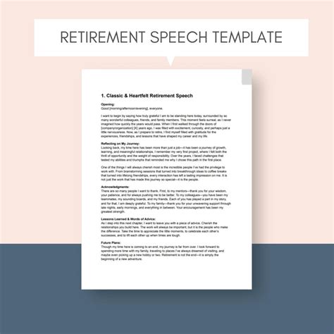 Retirement Speech Template Heartfelt Retirement Farewell Speech Funny ...