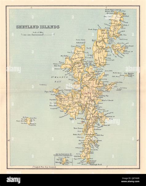 SHETLAND ISLANDS antique map. Scotland. Lerwick. LIZARS 1895 old Stock ...