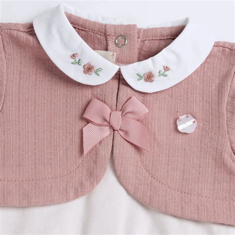 Chicco Girls Pink Embellished Back Opening Babysuit - Babysuit – Chicco ...