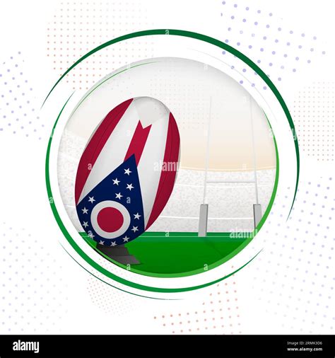 Flag of Ohio on rugby ball. Round rugby icon with flag of Ohio. Vector ...