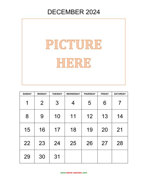 Blank 31 Day Calendar Printable