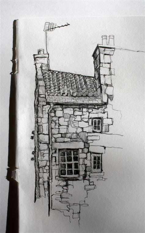Sketch of building in Dean village, Edinburgh by Aileen McGibbon. Pencil on paper. | Urban ...