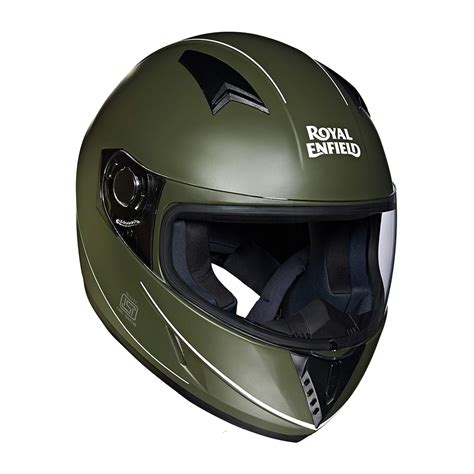 Royal Enfield Full Face Helmet with clear Visor Battle Green, Size: M ...