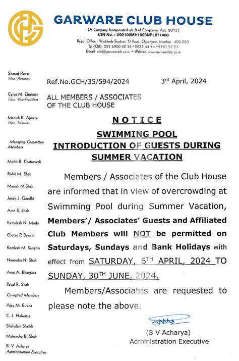 Notice-Swimming Pool Introduction Of Guests During Summer Vacation ...
