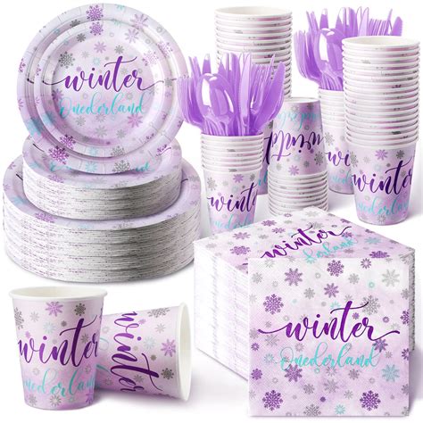 Hsei 324 Pcs Winter Wonderland 1st Birthday Dinnerware Set Winter ...