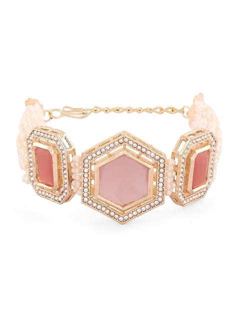 Buy ZAVERI PEARLS Pink Multistrand Artificial Stones & Beads Ethnic ...