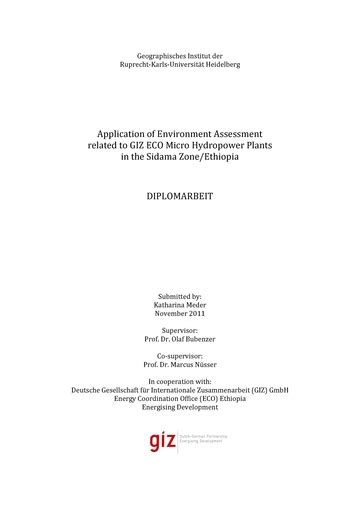 Environment Assessment Related to Micro-hydro Power (MHP) Projects in ...