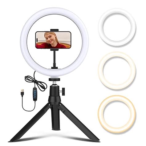 Tygot 10 Inches Ring Light with Tripod & USB, 3 Color Modes & 10 ...