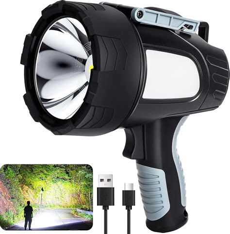 Rechargeable Spotlight Flashlight, 99,000 Lumen Super Bright Led ...