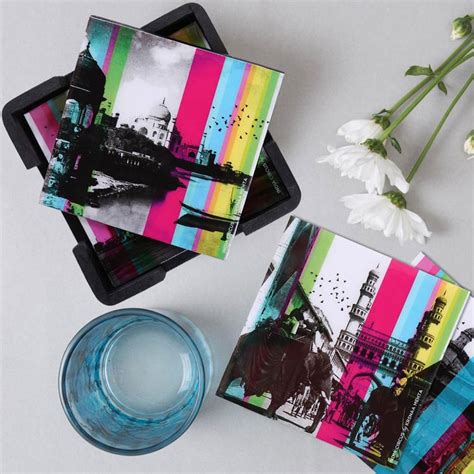 Buy INDIA CIRCUS Agra Daily 6-Pc Table Coaster with Stand from India ...