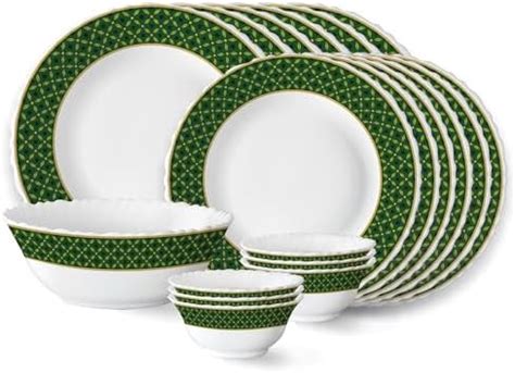 Larah by Borosil Yuri Fluted Series Opalware Printed Dinner Set | 19 ...