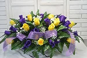 S1280 Yellow and Purple Valentine Cemetery Flower Arrangement ...