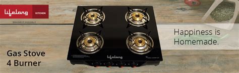 Lifelong Glass Top Gas Stove, 4 Burner Gas Stove, Black (ISI Certified ...