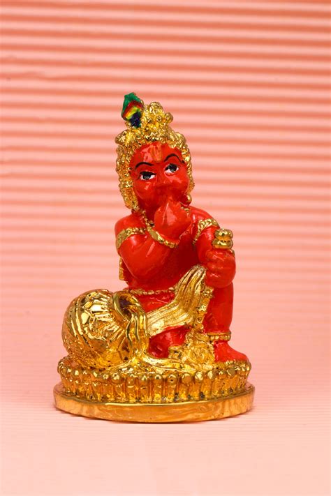 Laddu Gopal Krishna Eating Makhan Murti | 24 Carat Gold Plated (2.5 In ...