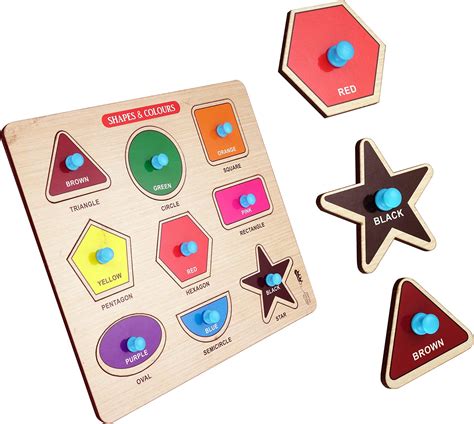 HIGHROOF® Kids Toys Pre-School Big Shape and Color Wooden Puzzle Wooden ...