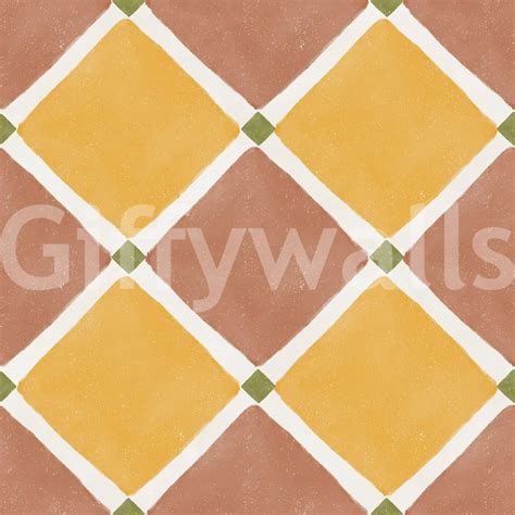 Terracotta Yellow Checkerboard Wallpaper with Rustic Pattern