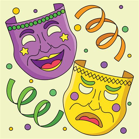Mardi Gras Happy Sad Masks Clip Art