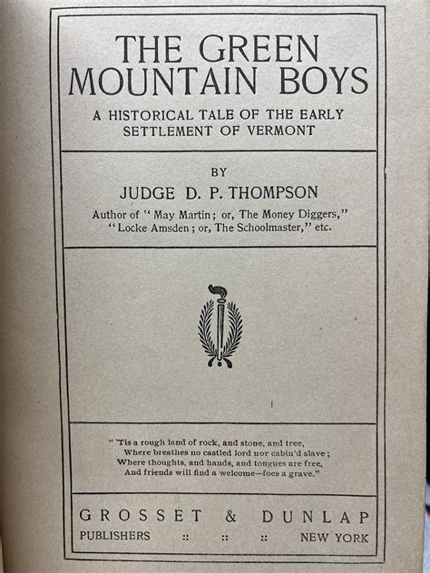 The Green Mountain Boys: a Historical Tale of the Early Settlement of ...